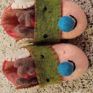 Kids Toddler Slippers Felted Wool Folk Deer European Size 7T